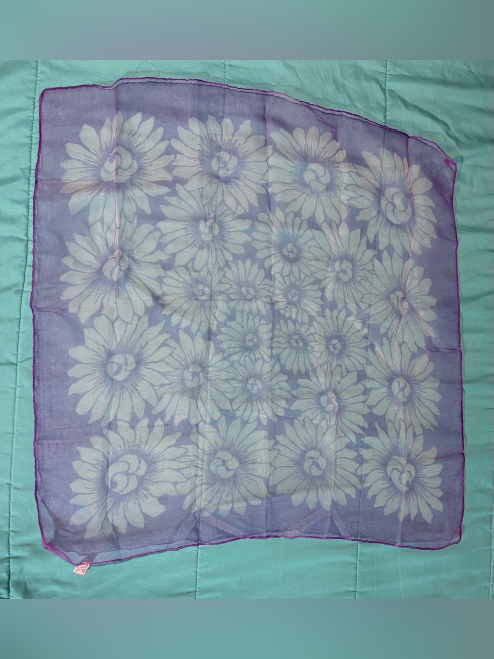 Purple Floral Sheer Scarf - Women's Accessory